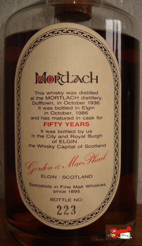 50 Years Old Highland Malt Scotch Whisky - Distilled 1936 -  Mortlach
