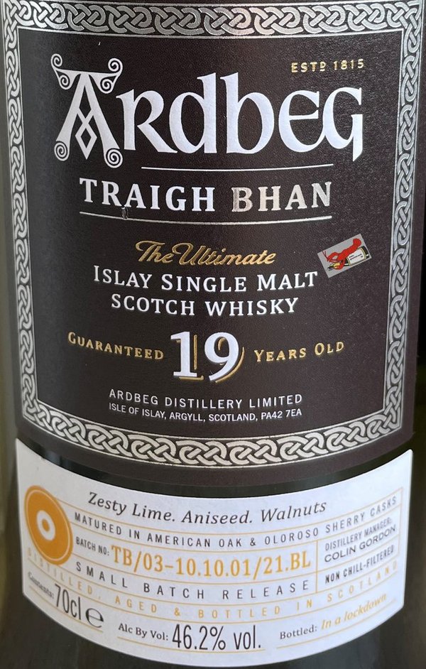 Islay Single Malt Scotch Whisky "Traigh Bhan" Batch3 - Ardbeg 2021